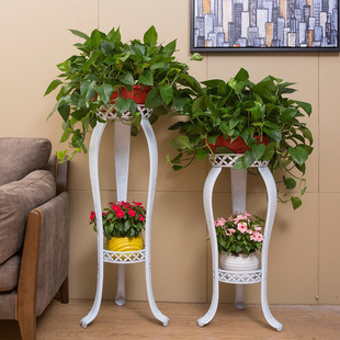 European-Style Retro New Chinese-Style Green Radish Flower Stand Iron Metal Double-Layer Flower Pot Stand Hanging Orchid Succulent Indoor Floor-Standing