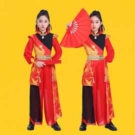 雪龙吟舞蹈服国潮打鼓服六一儿童演出服中国舞表演服民族风套装女
