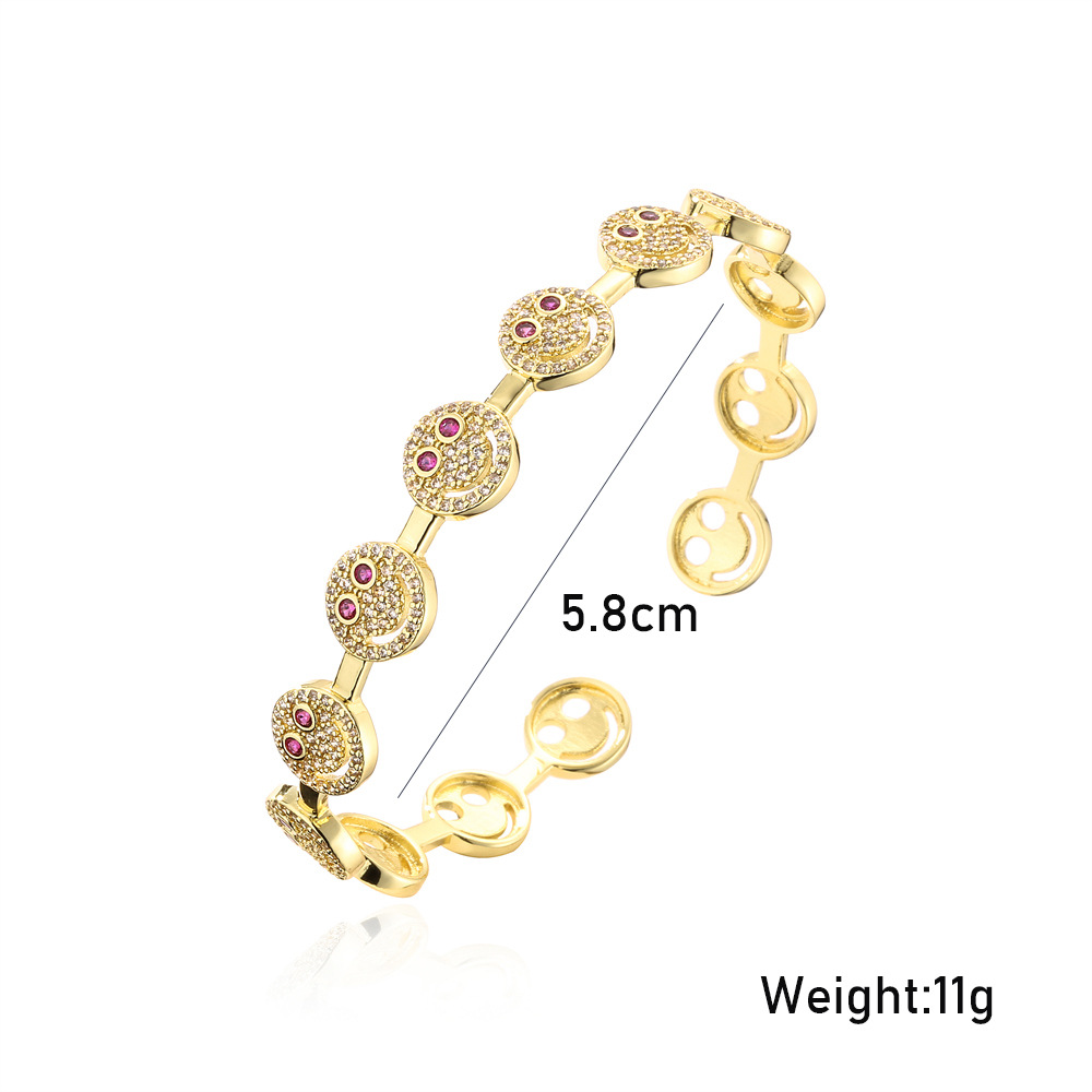 Fashion Smiley Face Bracelet Copper Micro-inlaid Zircon Jewelry display picture 1