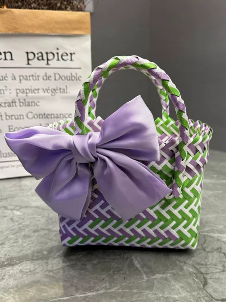 Casual Kidsren's Bag Basket Plastic Woven Vegetable Basket Bag Women's Handbag Daily Matchinging Basket Companion Gift Basket