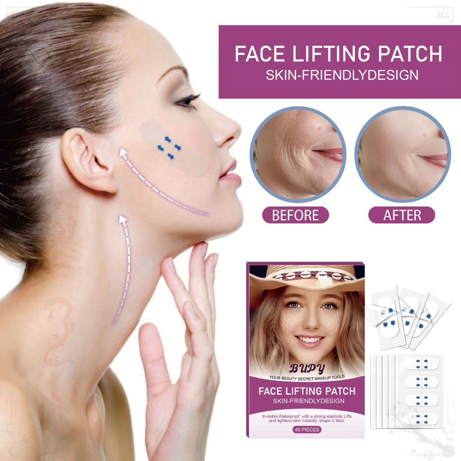 Трансграничная невидимая наклейка для лица BUPY плотно подтягивает подбородок
