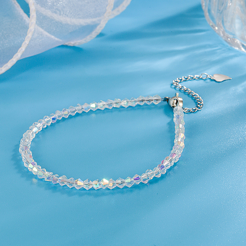 Colorful Crystal New Bracelet, Exquisite and Sparkling Niche Design Anklet, Exquisite and High-End, Girls Give to Besties