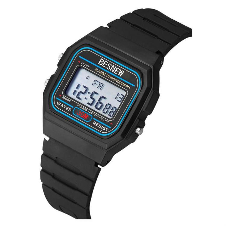 Cross-Border Export Waterproof Small Square Digital Watch Luminous Student Digital Watch F91W Steel Belt A159W Fashion