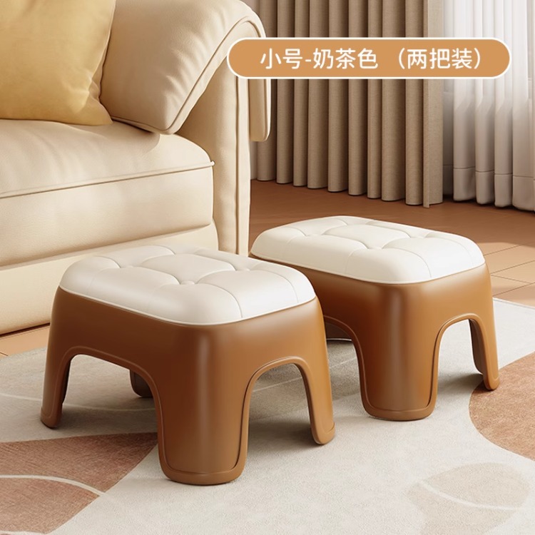 Taburete de plástico pequeño para el hogar, taburete cuadrado grueso, taburete de sala de estar, taburete bajo apilable, taburete de cambio de zapatos, taburete de baño para niños