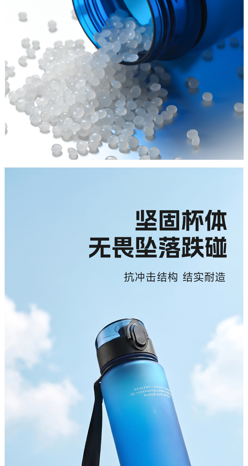 Simple Matte Plastic Sports Water Cup Portable Shatterproof Summer Outdoor Travel On-the-Go Cup Large Capacity High-End Design