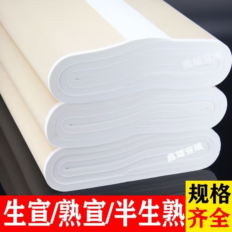 宣纸书法专用纸四尺半生半熟100张书法作品纸初学者国画生宣纸