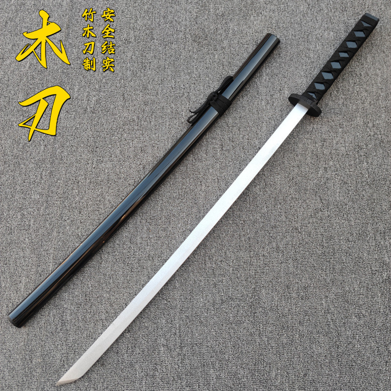 Samurai Blade Wooden Sword with Sheath, Katana, Iaido, Kendo, Tang Sword, Japanese Martial Arts Practice Performance Bamboo Sword Wooden Sword