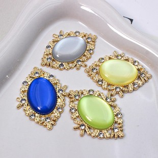 Factory direct supply flower plate diamond buckle shoes clothing bag hair accessories headdress DIY alloy accessories diamond oval gem jewelry