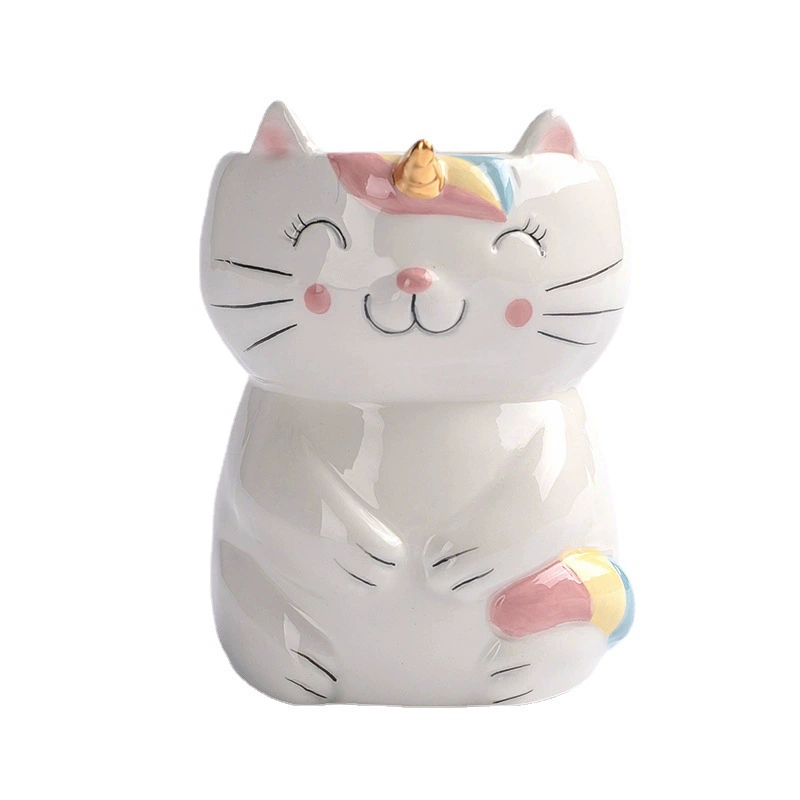 Оптовая продажа серии Rainbow Cat, симпатичная подставка для яиц в форме кошки, креативная керамическая подставка для яиц в форме единорога, кухонная утварь