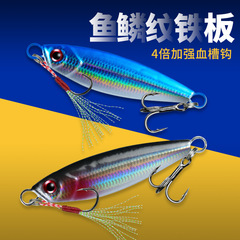 魚鱗鉄板路亜餌セット遠投海釣り路亜擬餌スパンコールvib路亜餌が鉄板裸板に落ちた