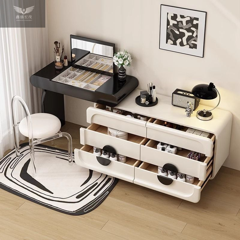 Nuevo estilo princesa china pintura de madera maciza tocador de explosión dormitorio de una pieza estilo retro pequeño apartamento plegable mesa de maquillaje