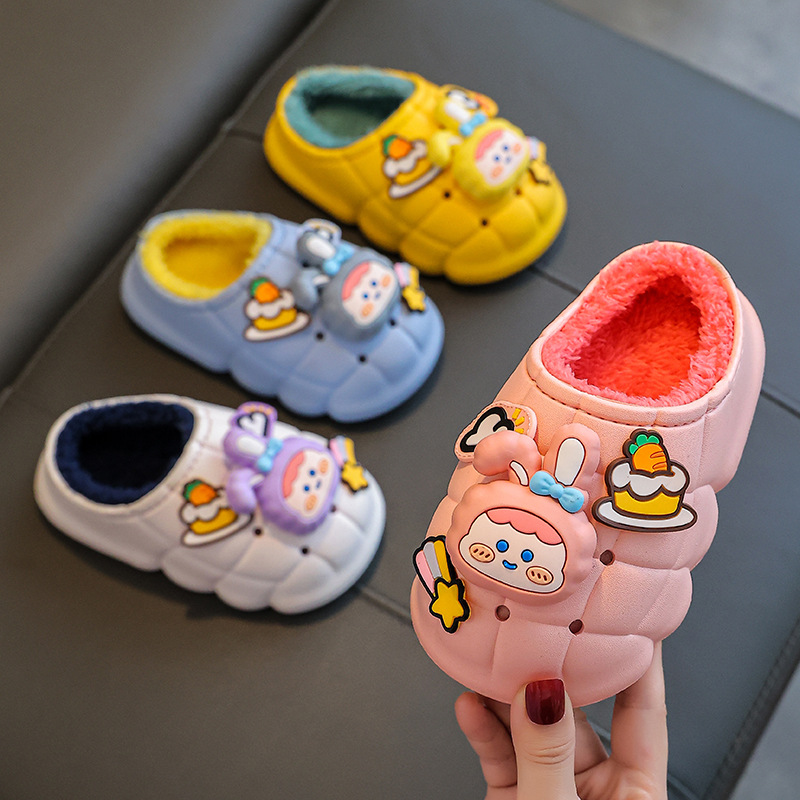 Zapatillas de algodón para niños de invierno Niños y niñas padre-hijo impermeable antideslizante bolsa talón cálido forro polar niños bebé Zapatillas de algodón