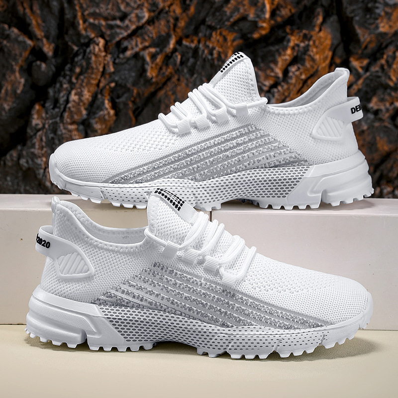 Große Größen Herrenschuhe Neue Marathon-Langstreckenlaufschuhe, atmungsaktive und leichte Laufschuhe Herren Flywoven Mesh Joggingschuhe_voghion.com