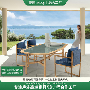 Outdoor Courtyard Table and Chair Balcony Garden Hotel Famous Rest Chair Outdoor Terrace Villa Teak Table and Chair