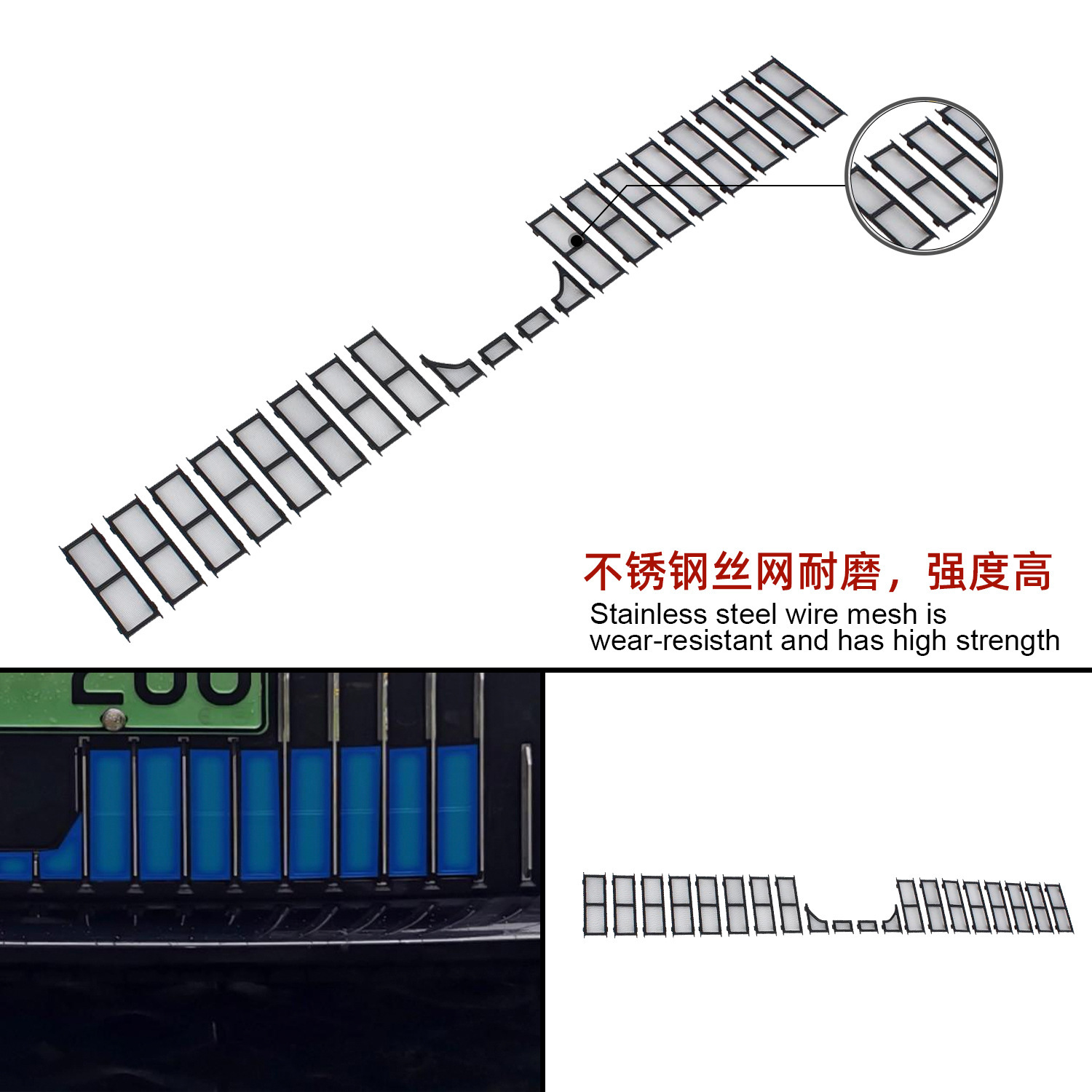 Suitable for 26 Models of Zeekr 009 Car Exterior Decorative Parts, Front Windshield Insect-Proof Net, Abs Painted Glossy Carbon Fiber Pattern