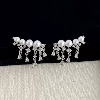 小众设计清新精致微镶锆石珍珠蚊香盘耳夹轻奢气质百搭优雅耳钉女