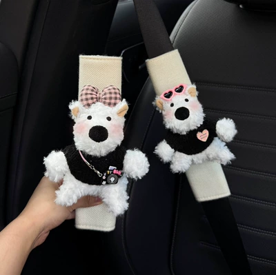 Car Seat Belt Shoulder Pads, Cute Protective Covers, Car Interior Accessories, Seat Belt Decoration, Anti-Collision Covers, West Highland Dolls for Women