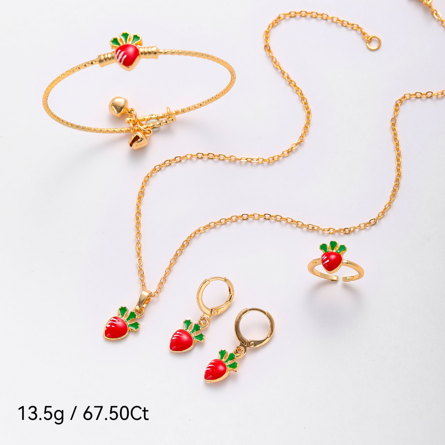 Moda infantil bronce dorado goteo de aceite conjunto de joyas mariposa Mickey anillo de dibujos animados collar pendientes brazalete joyas