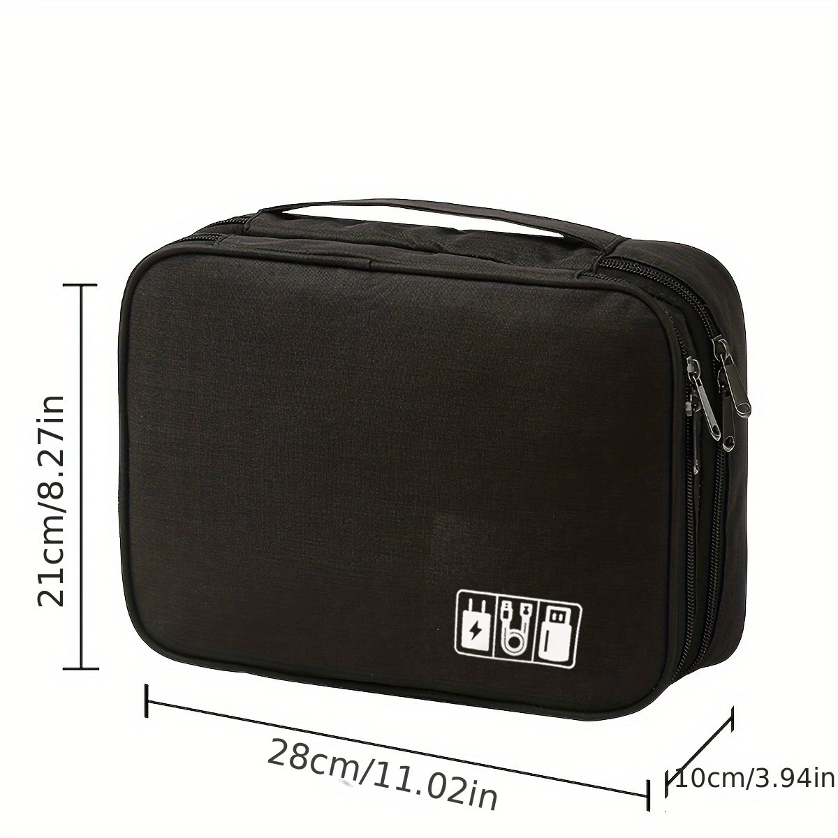 Mobile phone charging organizer bag, capacious waterproof 2-layer case, 29×21×3 cm