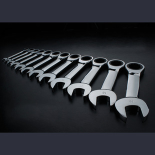 Professional Short Handle Quick Ratchet Wrench Mini Open Plum Blossom Dual-Purpose Wrench Two-Way Labor-Saving Auto Repair Hardware Wrench