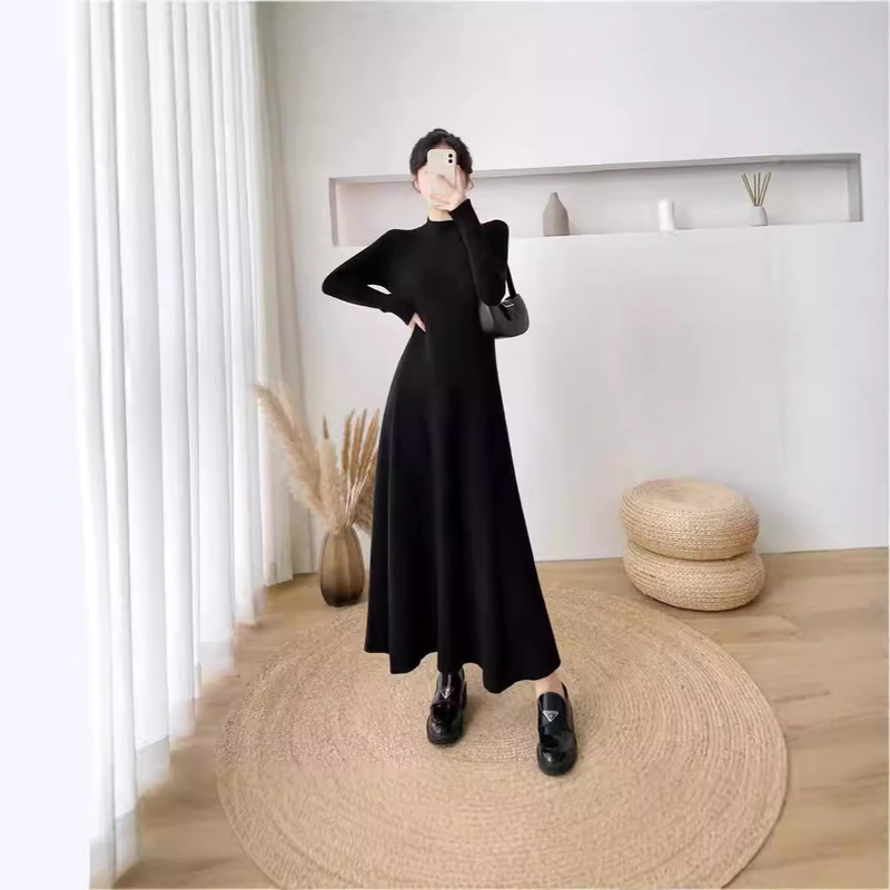 Ultra-long Sweater Dress Over-the-knee Women's Autumn and Winter New Elegant Slim-fit Inner Slim-fit Base Knitted dress Dress