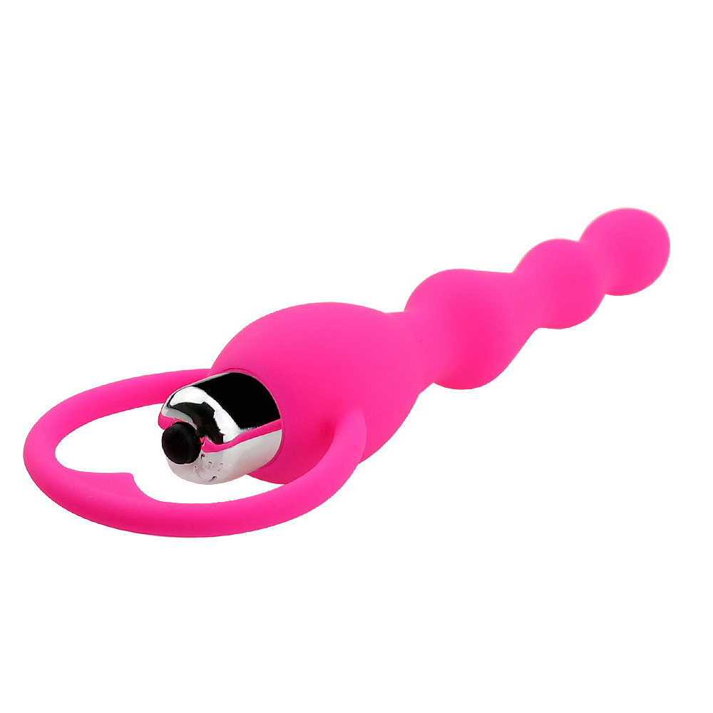 Silicone Vibrating Anal Beads, Pink Body-Safe Plug Toy for Adults — detail image 5