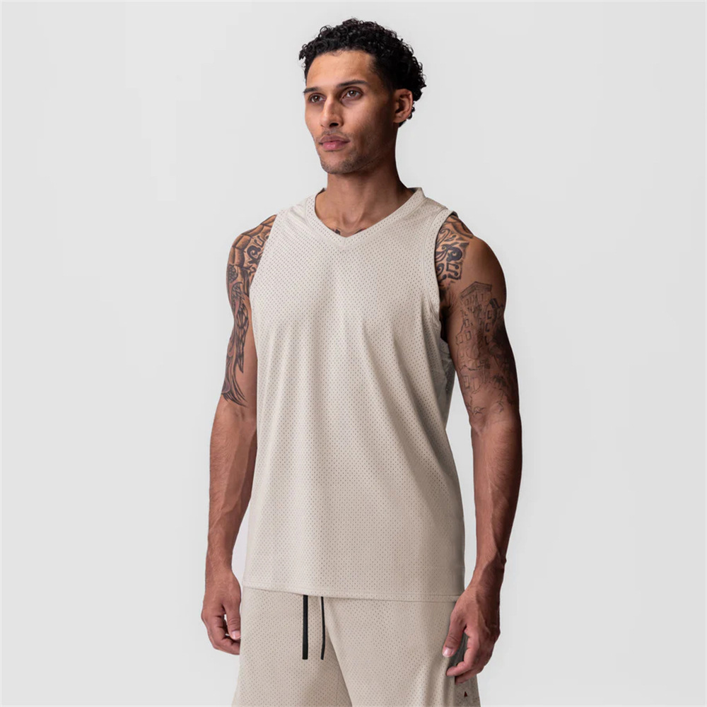 Chalecos de hombro para hombres de verano transfronterizos, ojos abiertos, ventilación, secado rápido, tendencia de fitness, deportes sin mangas, blusas relajadas, estadounidenses image 12