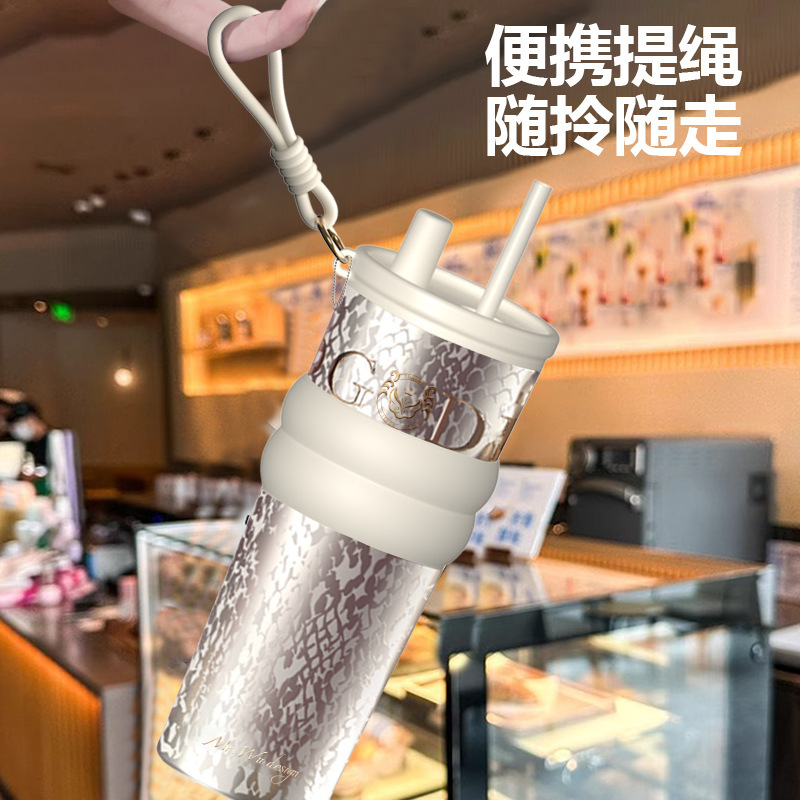 車載保温カップ大容量女子プレゼント高颜値誕生日プレゼント陶磁器内胆保氷ストローカップ|undefined