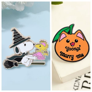 Magic Flying Broom Cute Orange Cat Enamel Badge Kawaii Cartoon Character Badge Novelty Fun Accessory