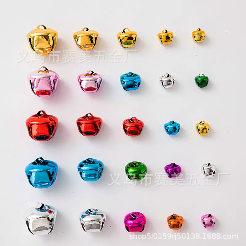 30mm厂家直销 打孔环保金属十字铃铛真空镀彩色圣诞装饰花环铃铛