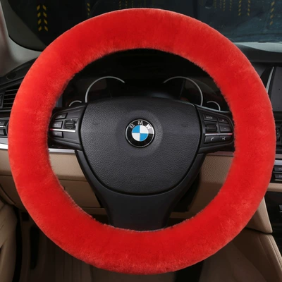 Plush Car Handle Cover Plush | Steering wheel cover - orange-red-35cm-42cm-are-suitable