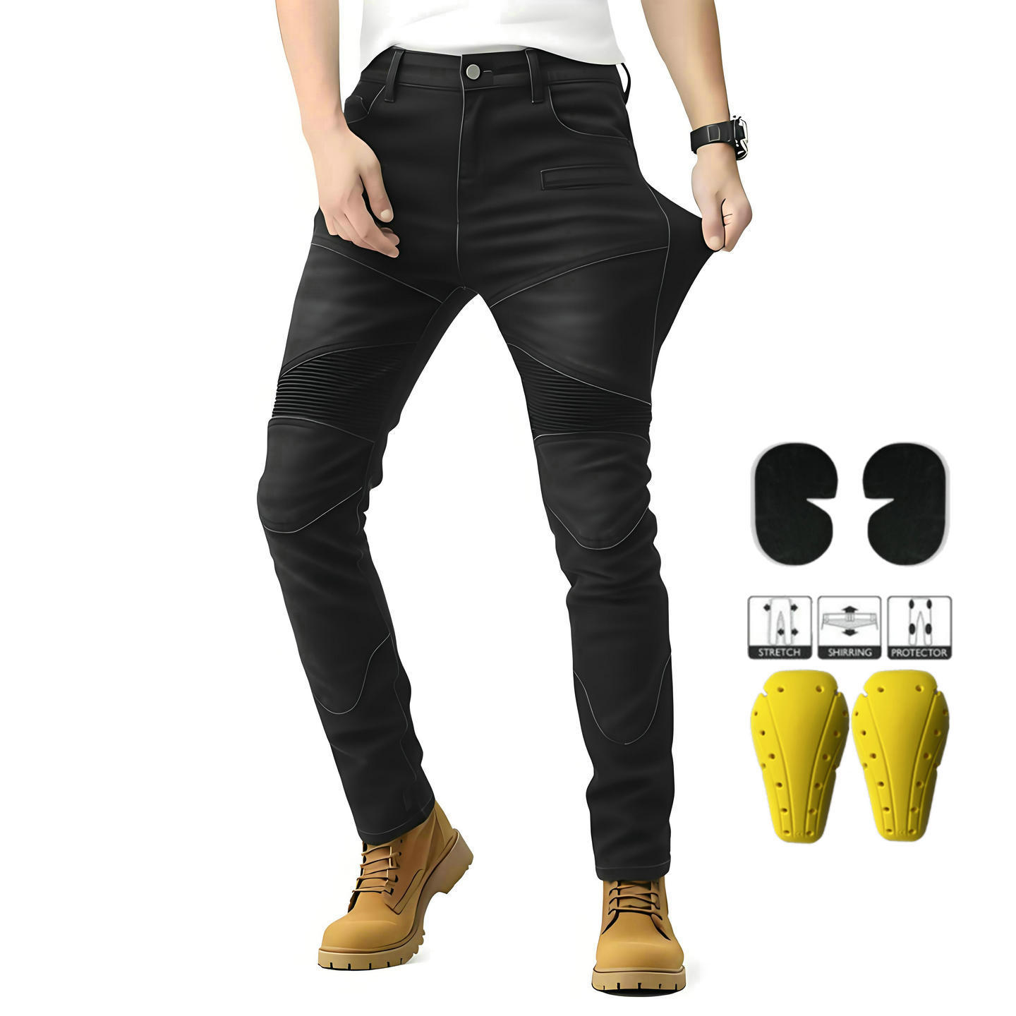 Vaqueros de moto VOLERO para hombre, pantalones de moto elásticos para las cuatro estaciones, anti-caída, de pierna recta, para conducción todoterreno.