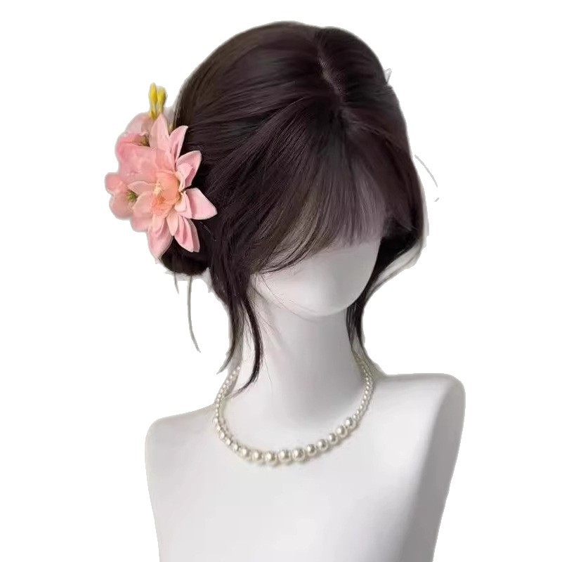 Peruca Koni [Deusa Estilo Coreano] Peruca feminina sem rede de cabelo, coroa alta volumosa, atmosfera de ondas grandes, leve