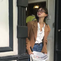 В наличии сарай * et вельветовый костюм на пуговицах с золотой пуговицей, Женская Корейская версия East Gate, осенняя одежда