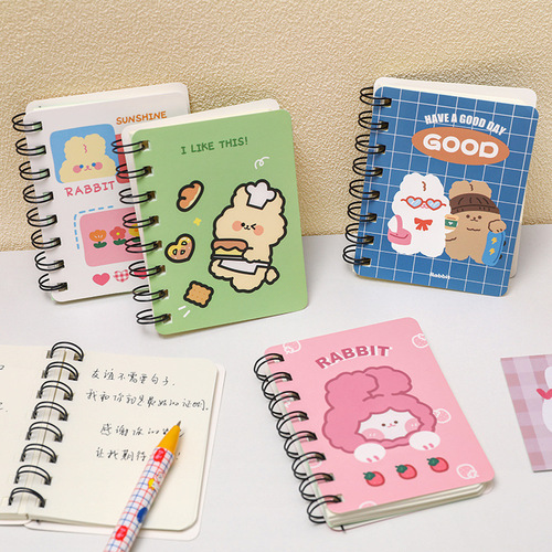 Cartoon roll-over coil notebook student notes A7 pocket notepad office study diary portable small notebook
