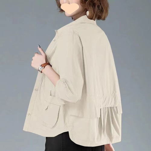 Short Women's Open Top Coat, Thin Early Spring 2025 Fashion Casual Cardigan, Small Figure Shirt Windbreaker Jacket Top