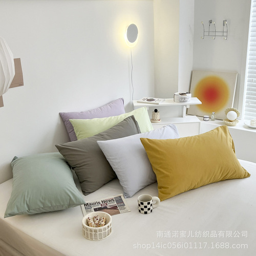 Vintage Instagram-style small floral pure cotton pillowcase solid color 100% cotton washable cotton pillowcase bulk wholesale