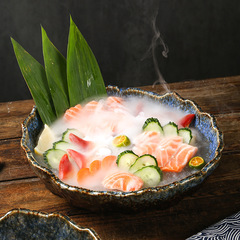 Ceramic dry ice sashimi plate fish special plate salmon plate high-end commercial seafood platter Japanese tableware wholesale