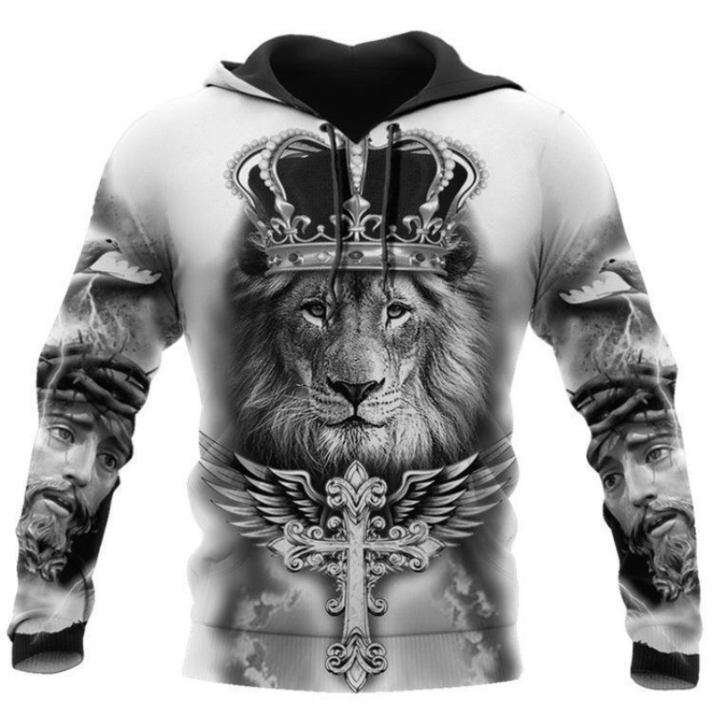 Personalidad de otoño e invierno suéter 3D transfronterizo popular para hombre con estampado de animales fresco calle vikingos serie sudadera con capucha