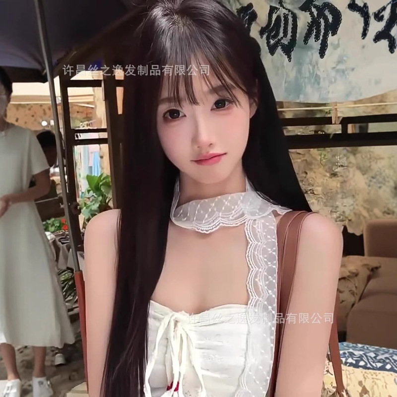 Wig for Women, Natural Full Head Wig, Long Hair, Real Hair Wig, 100% Human Hair, Medium-Length, Full Real Hair Wig