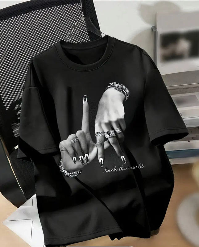 国境を越えた貿易婦人服ヨーロッパとアメリカのダークスタイルラウンドネックオフショルダーTシャツルーズカジュアルクールで個性的な女性用半袖トップス|undefined