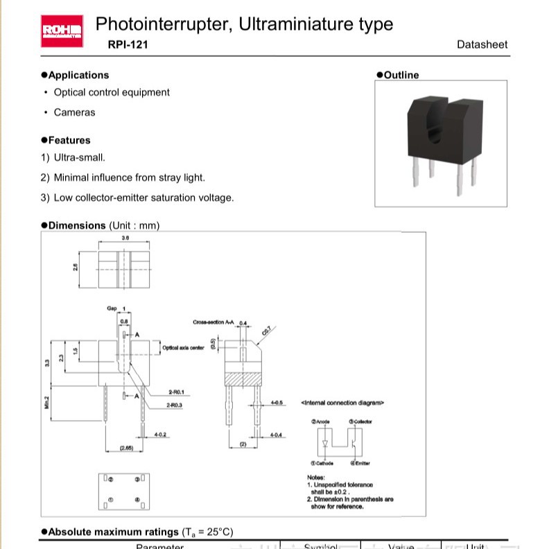 RPI-121小槽型光电开关 1mm对射光电开关 红外对射光电开关
