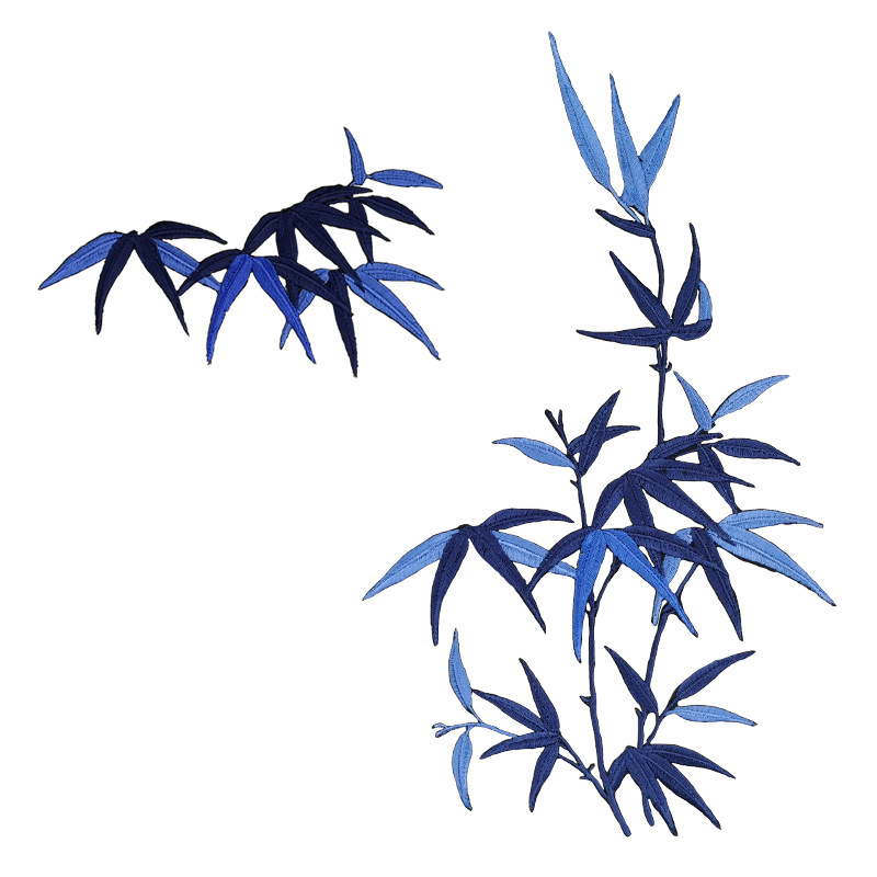 补棉袄贴补丁刺绣蓝色竹子绣花服装辅料中国风补衣服的布贴热烫贴