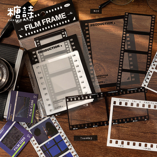 Sugar Poetry PET White Ink Sticker Pack Frame Museum Series Retro Fantasy Handbook Photo Frame Stickers 6 Styles