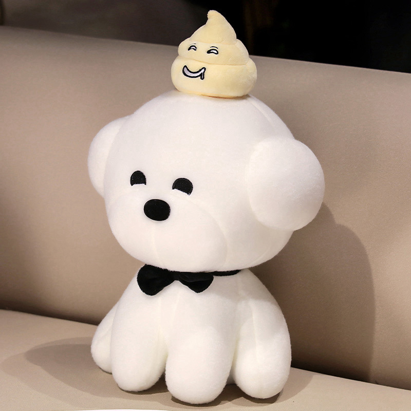Pequeño oso, perro blanco, muñeca, juguete de peluche blanco, pequeño perro, perro extraño, muñeca, almohada, parodia.