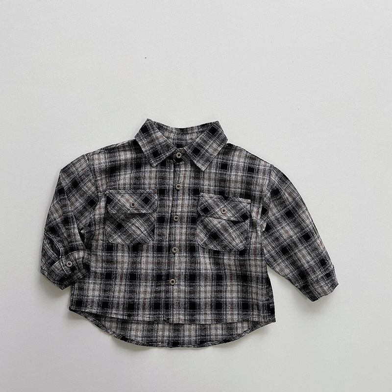 Camisa a cuadros de otoño para niños versátil estilo coreano para niñas nueva camisa otoño e invierno Bebé para niños capa superior casual