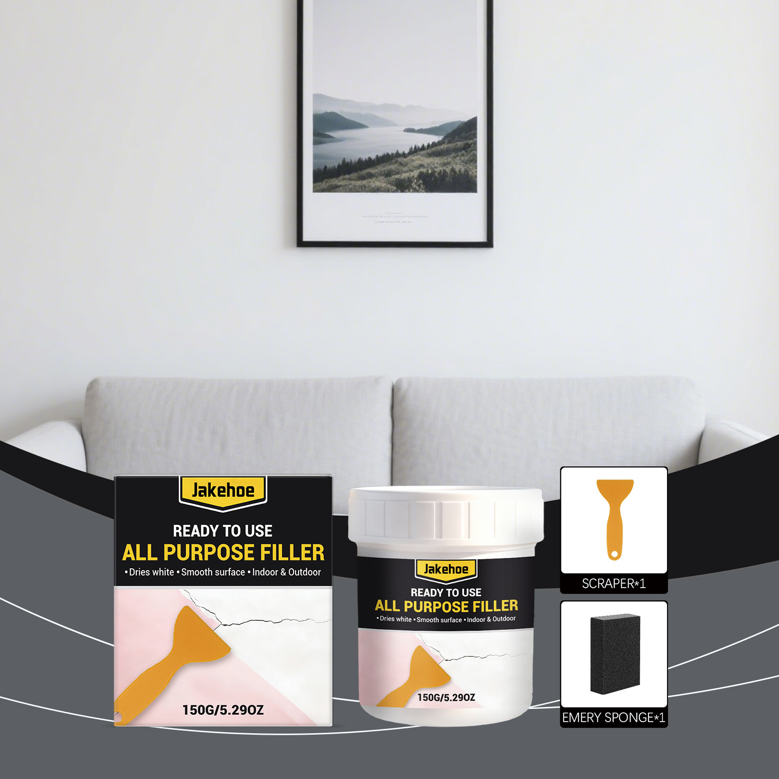 Jakehoe 多用途墙面修补套装墙面损坏涂抹翻新遮盖防水墙面修补膏
