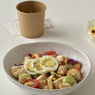Ins Style Special-Shaped Splash-Ink Soup Bowl Ceramic Tableware Salad Bowl Household Niche Retro Korean Simple High-Value Bowl