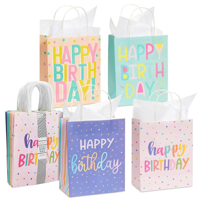 亚马逊款生日快乐手提礼品纸袋加厚服装手提礼物包装服装礼物礼袋