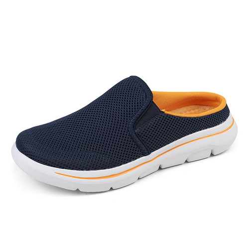 2024 Spring and Autumn Cross-border Soft Sole Mesh Breathable Thick Sole One-Piece Couple's Casual Comfort Sports Half Slippers for Women
